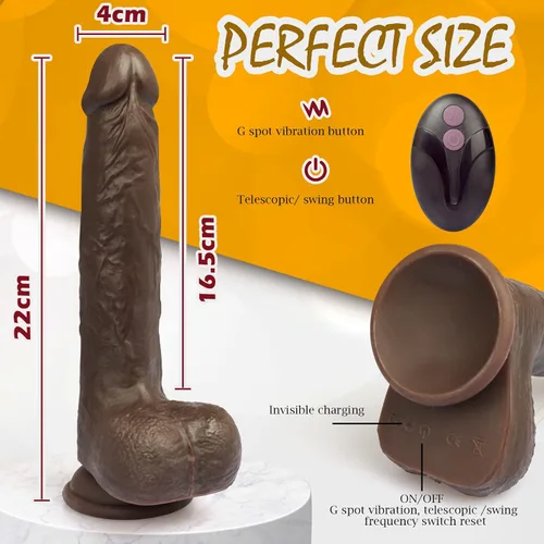 Miniatura 7 de Vibrador de empuje de 8.6 pulgadas con 5 rotaciones, 7 vibraciones vibratorias y calentadoras, juguete sexual para mujeres, pene telescópico