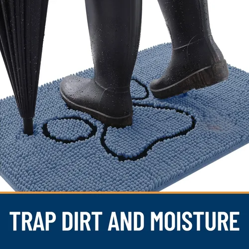 Miniatura 2 de OLANLY - Tapete para puerta, para perro con patas sucias, 30 x 20 pulgadas, felpilla absorbente, diseño de huellas, antideslizante, lavable