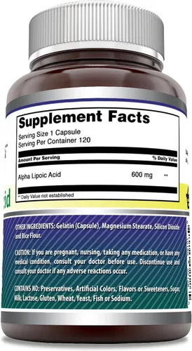 Miniatura 2 de Amazing Formulas - Ácido alfa lipoico Suplemento de 600 mg por porción, cápsulas, sin OMG, sin gluten, fabricado en Estados Unidos