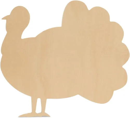 Recorte clásico de madera de pavo de 12 pulgadas, paquete de 1 recorte de madera sin terminar para manualidades, y decoraciones de fiesta de Acción
