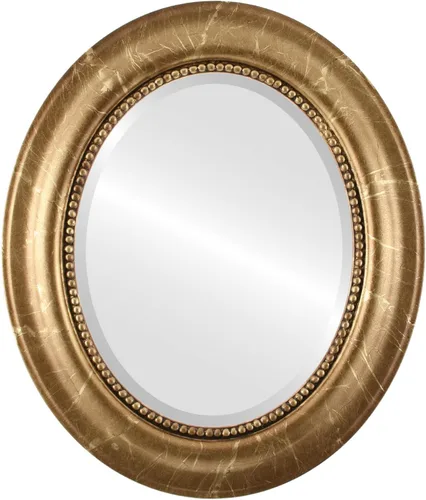 Miniatura 8 de OVALCREST Espejo de pared ovalado biselado para decoración del hogar, estilo patrimonial, espray plateado, dimensiones exteriores de 25 x 29 pulgadas