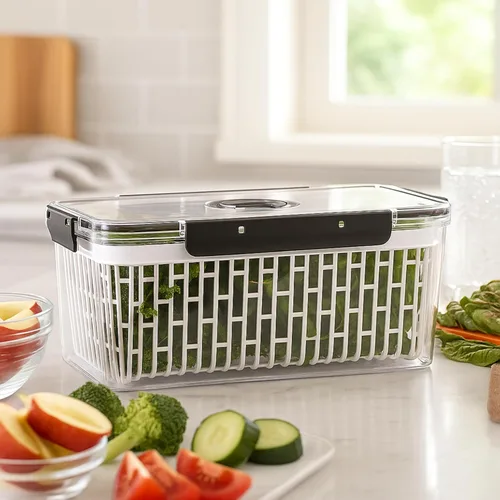 Miniatura 5 de Oggi Recipientes para productos para refrigerador con seguimiento de tiempo, ideales para almacenamiento de frutas, bayas y verduras, lechuga Keeper