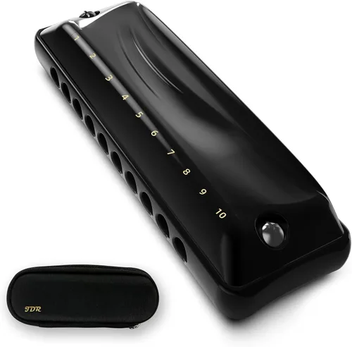 JDR Harmonica Key of Paddy C Ninja, Blues Mini Arpa 10 Agujeros 20 Tonos Musical con Estuche para Adultos Niños Principiantes Profesionales Arroz C