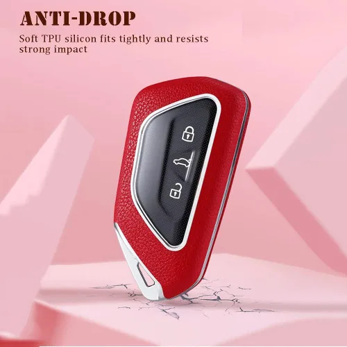 Miniatura 5 de SANRILY Funda para llavero de 3/4/5 botones para VW ID.4 ID.3 Golf 8 2020 Skoda Octavia Seat Leon MK4 Tarraco Ateca Llavero sin llave con protección