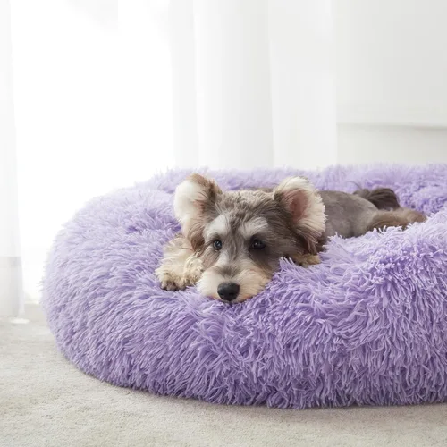 Miniatura 77 de WESTERN HOME WH Cama calmante para perros y gatos, dona acogedora anti-ansiedad, cama redonda cálida y acogedora de piel sintética, suave y azul