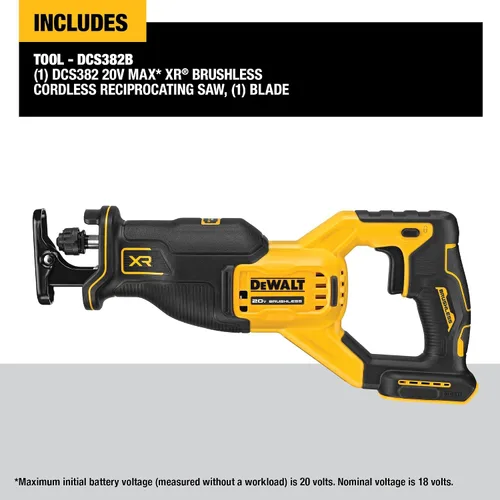 Miniatura 6 de DEWALT Sierra recíproca MAX* de 20 V, inalámbrica, disparador variable de 2 dedos, abrazadera de hoja sin llave, solo herramienta (DCS382B)