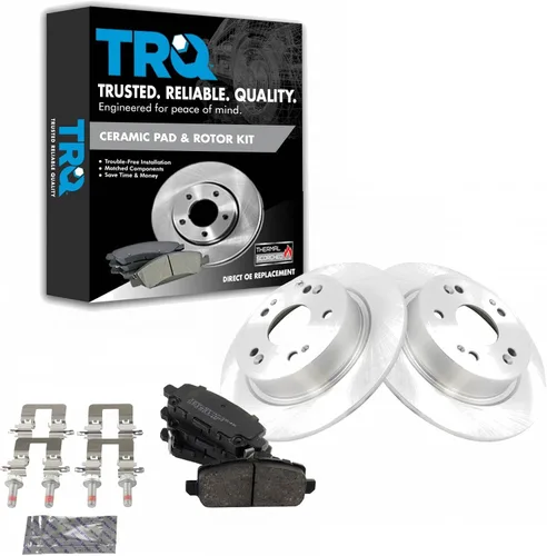 Miniatura 32 de TRQ Kit de rotor de freno trasero y pastillas de cerámica Posi premium compatible con camioneta Chevy GMC