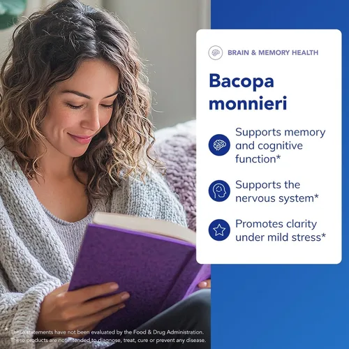 Miniatura 3 de Pure Encapsulations Bacopa Monnieri Suplemento para el cerebro, la memoria, la concentración y el estrés.* 180 cápsulas