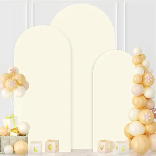 Miniatura 6 de MODFUNS Cubierta de Arco de Boda de 6 pies Beige de Spandex Cubiertas de Arco Chiara Cubierta de Telón de Fondo de Arco para Cubiertas de Arco Telón