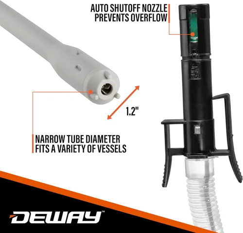 Miniatura 3 de DEWAY - Bomba automática de transferencia de combustible pequeña de 15 pulgadas con parada automática, potente alimentación por batería tipo D