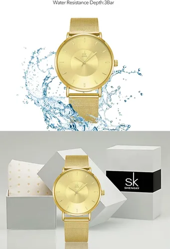 Miniatura 7 de SHENGKE Simple Watches - Reloj analógico de malla para mujer correa de acero inoxidable regalo de aniversario