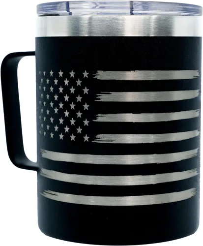 Miniatura 9 de Military Gift Shop Vaso Térmico de Café de Viaje de la Fuerza Aérea de Acero Inoxidable con Aislamiento al Vacío de Doble Pared Negro de 12 Onzas