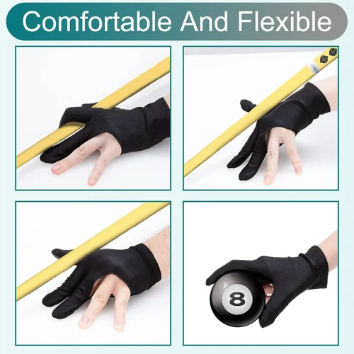 Miniatura 5 de ONLYFU Guantes de billar de tres dedos, guantes de piscina para mujeres y hombres, tanto para mano izquierda como derecha