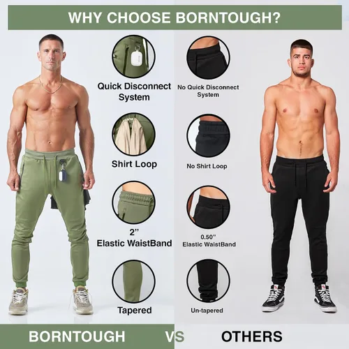 Miniatura 5 de Born Tough Pantalones deportivos de entrenamiento ajustados para hombre, para fisicoculturismo, gimnasio, pantalones deportivos con bolsillos