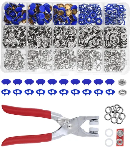 Miniatura 30 de Kit de botón de presión de metal Mandala Crafts - Botones a presión y herramienta de cierre a presión - Cierres coloridos de 9.5mm para coser, ropa