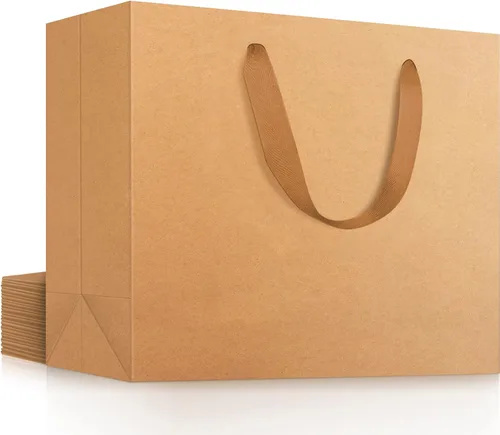Miniatura 32 de EUSOAR Bolsas de regalo grandes negras, paquete de 12 bolsas de papel de compras de 16 x 6 x 12 pulgadas con asas, bolsa de mercancía de papel kraft