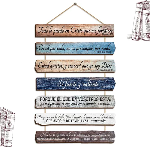 Miniatura 9 de Yookeer Regalos de arte cristiano de pared para mujeres y hombres, versículos bíblicos de madera inspiradores de 7 niveles, decoración de pared