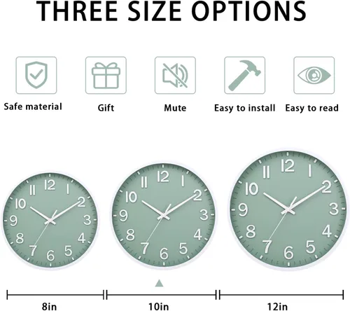 Miniatura 4 de Relojes de Pared a Batería de 10 Pulgadas Reloj de Pared Moderno Silencioso Sin Tictac para Sala de Estar Dormitorio Cocina Oficina Decoración