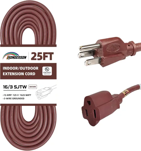 Miniatura 38 de Cable de extensión para exteriores de 10 pies, 16/3 SJTW, cable de extensión verde duradero para luces de Navidad con enchufe de tierra de 3 puntas