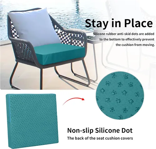 Miniatura 5 de Easy-Going - Paquete de 4 fundas de cojín impermeables para patio, 24x24x4 pulgadas, fundas de repuesto antideslizantes para asientos al aire libre