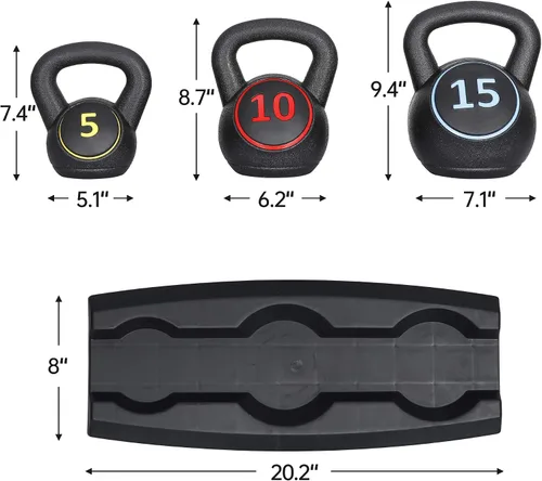 Miniatura 5 de Juego de pesas rusas de 3 piezas con estante de almacenamiento para entrenamiento cruzado, entrenamiento de artes marciales mixtas, ejercicio