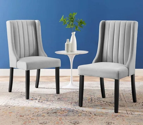 Miniatura 2 de Modway Renew Parsons Performance - Sillas auxiliares de terciopelo para comedor, juego de 2 unidades, color gris claro