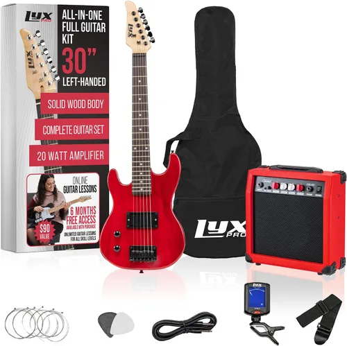 Miniatura 11 de LyxPro Guitarra eléctrica de 30 pulgadas y kit de iniciación para niños con guitarra para principiantes de tamaño 3/4, amplificador, seis cuerdas