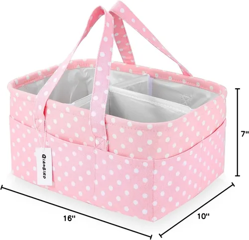 Miniatura 8 de Organizador de Pañales Rosa para Bebé Niña - Cesta Organizadora de Pañales Portátil Grande para Mesa de Cambio - Organizador de Pañales - Bolsa Tote