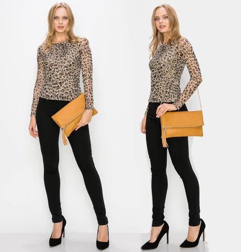 Miniatura 6 de Solene Bolsas de mano de sobre para mujer, billetera cruzada con borlas y correa de cadena, elegante bolso de noche