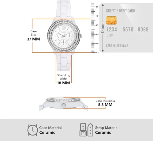Miniatura 8 de Fossil Stella Quartz - Reloj cronógrafo de acero inoxidable para mujer