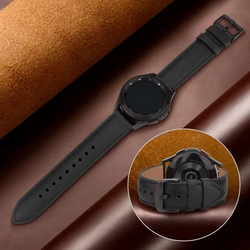 Miniatura 5 de Meliya Correa de cuero para Samsung Galaxy Watch 3 bandas de 1.614 in para mujeres y hombres, correa de repuesto ajustable de cuero suave de 0.787