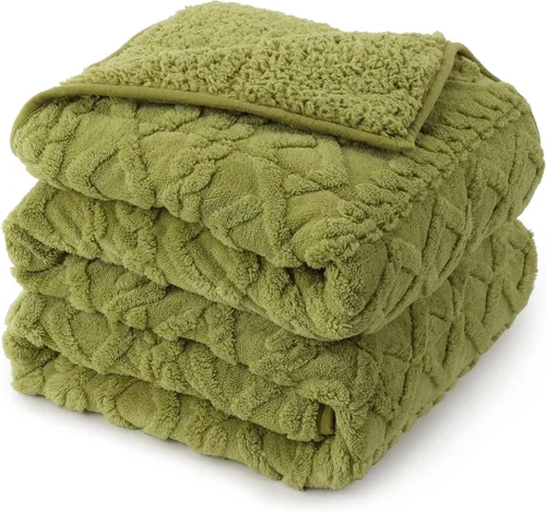 Miniatura 22 de Manta con peso de 15 libras, tamaño twin, manta con peso de sherpa a cuadros 3D de jacquard suave y elegante para adultos, manta de cama acogedora