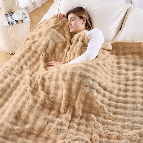 Miniatura 41 de NEWCOSPLAY Manta para Sofá Aqua Súper Suave de Franela Polar 3D Burbuja Ligera Manta de Cama para Uso en Todas las Estaciones (Aqua, Throw(50"x60"))