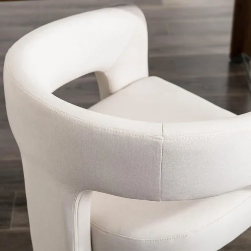 Miniatura 6 de BESTANO Sillas de comedor tapizadas de tela de lino modernas con respaldo abierto, bonitas sillas laterales de barril de cocina, sillas decorativas
