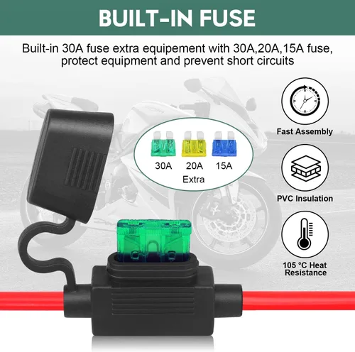Miniatura 5 de Cable divisor SAE Y de 10 AWG, cable de extensión PAEKQ SAE 1 a 2 con fusible de protección 15A 20A 30A y conector de polaridad SAE inversa de 2