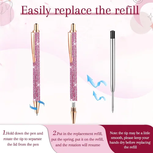 Miniatura 4 de 20 piezas de bolígrafos con strass, bolígrafos de metal brillante con diamantes, bolígrafos de cristal brillante a granel, bolígrafos retráctiles