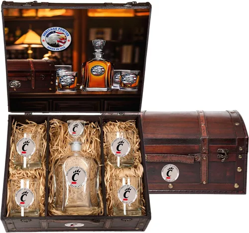 Miniatura 5 de Heritage Pewter Alabama Capitol - Juego de baúl Recipiente de líquido de 24 onzas con 4 vasos de agua Vidrio de peltre elaborado por expertos