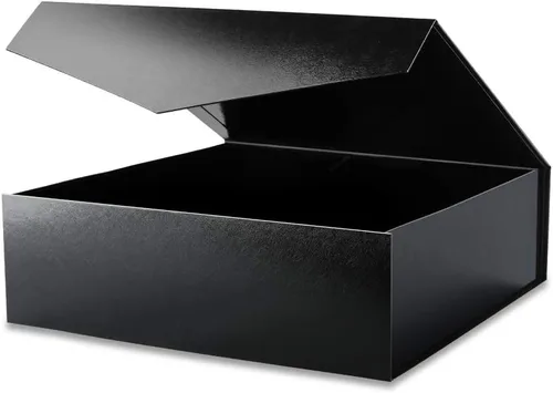 Miniatura 28 de BLK&WH Caja de regalo de 9 x 6.5 x 3.8 pulgadas, caja de regalo negra, caja de padrino, caja plegable con tapa de cierre magnético para embalaje