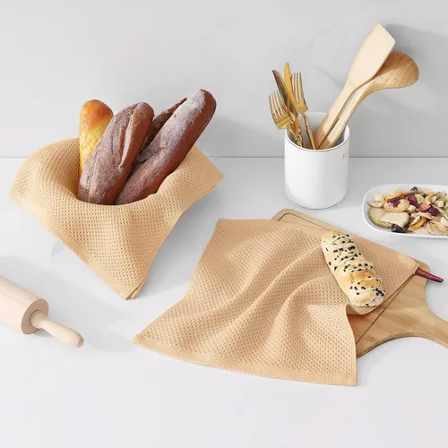 Miniatura 2 de Kitinjoy - Paños de cocina de 100 % algodón (12 x 12 pulgadas, albaricoque), paquete de 6 paños de cocina de tejido gofrado ultra suaves