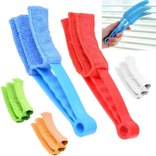 Limpiador de persianas de ventana, 2 abrazaderas y 5 fundas extraíbles, herramienta de limpieza ideal para persianas, persianas, persianas,