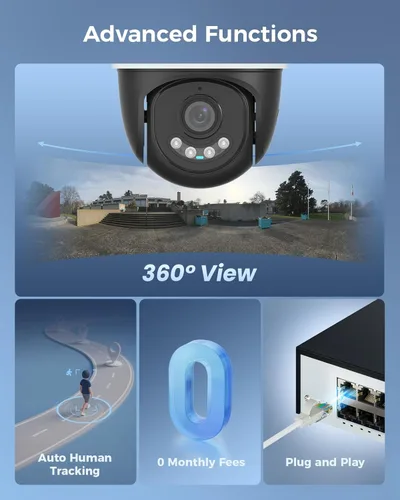 Miniatura 4 de Hiseeu Sistema de cámara PoE Secuirty de 6 MP, con 2 cámaras de seguridad con cable PoE de 5MP para exteriores e interiores, audio de 2 vías, visión