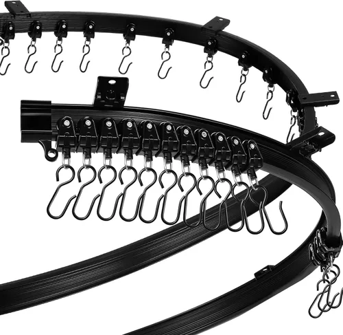 Jetec Cortina de techo flexible y flexible de 6.5 pies, soporte para riel con sistema de rieles de cortina, ventana de litera, divisor de