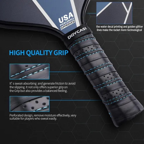 Miniatura 4 de YC DGYCASI Pickleball Paddles Set of 2, USAPA Approved Carbon Fiber Pickleball Set, Lightweight Pickle Ball Rackets 2 Pack, 2 Outdoor Pickleball, 2