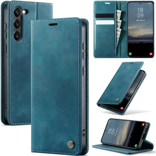 Miniatura 67 de Funda tipo cartera para iPhone 13 de piel tipo cartera con tarjetero y función atril, cierre magnético, bloqueo RFID, TPU a prueba de golpes