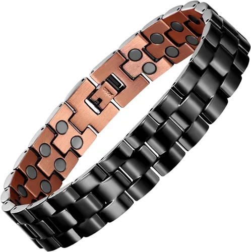 Miniatura 8 de Pulseras magnéticas de cobre para hombre de MagEnergy, pulsera de cobre 99.9% puro con imanes de doble fila, joyería ajustable con herramienta