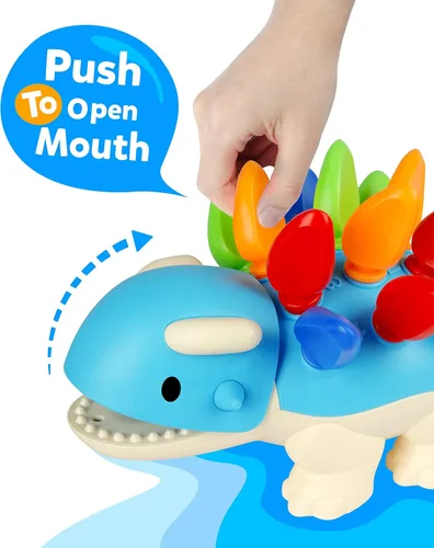 Miniatura 4 de Coogam Juguete de habilidades motoras finas de dinosaurio, el Ankylosaurus Toys 13 piezas, clasificación, apilable, reconocimiento de color, juego