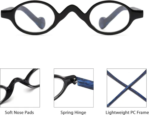 Miniatura 5 de Juego de 4 gafas de lectura retro redondas con bisagra de resorte JM para hombres y mujeres, 4 unidades mixtas 3 PAQUETES