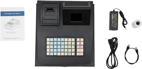 Miniatura 3 de Caja registradora electrónica 48Keys Registro Negro Caja de supermercado Quiosco Retail Pos Sistema Caja Registradora 8 Pantalla LED Digital Caja