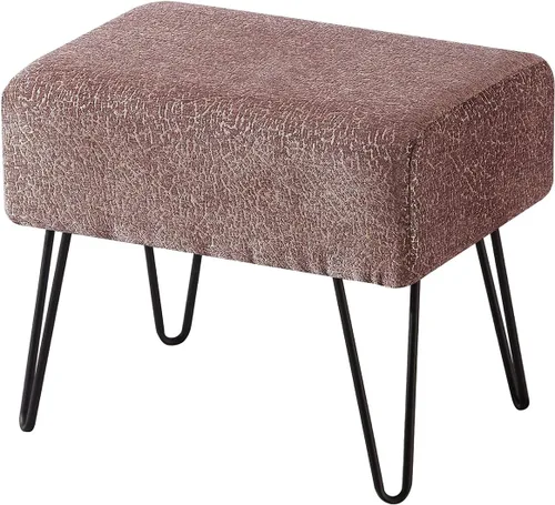 Miniatura 20 de Home Soft Things Otomana de felpilla jacquard, 19 x 13 x 17 pulgadas de alto, color marrón claro Arusha, banco otomano mullido para sala de estar