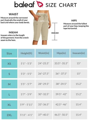 Miniatura 7 de BALEAF Pantalones cortos de 15 pulgadas de largo para mujer, pantalones cortos capri por debajo de la rodilla, ligeros, de secado rápido, cintura